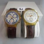 SWATCH 2 montres Chronomètre avec bracelet cuir
