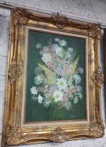 ROY (XXème s.)  : Bouquet de fleurs aux marguerites,...