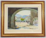 Casimir RAYMOND (1870-1965) - "Place de Valbonne" - aquarelle signée...