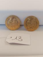 Deux pièces or de 20 francs au Coq Année 1913