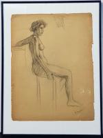 Carlo DARIO BARBOSA (XIX-XXème) - "Nu féminin assis" - dessin...