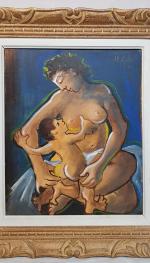 GALEA (1944) -"Maternité" - Technique mixte sur toile - signée...