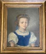 École française XIXème - " Portrait de jeune fille "...