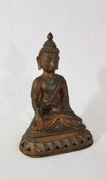 "Bouddha" assis en bronze à patine doré - Extrême-Orient -...