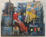 Luis Vidal MOLNE (1907-1970)- "Femme à la robe rouge dans...