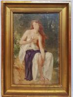 École française XIX-XXème - "Femme assise, drapée à l'antique" -...