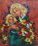 Henri D'ANTY (1910-1995)  "Maternité aux fleurs" - H/T -...