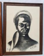 Michel GAY XXème -"Portraits de femmes africaines"- Trois pastels signés...
