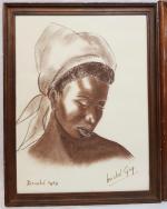 Michel GAY XXème -"Portraits de femmes africaines"- Trois pastels signés...
