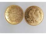 Deux pièces or République Française et Napoléon III 10 francs
