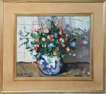Adrienne B. D'HUART (1892-1992) -"Bouquet de fleurs" - Gouache sur...