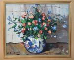 Adrienne B. D'HUART (1892-1992) -"Bouquet de fleurs" - Gouache sur...