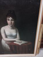 École XIXème - Jeune femme à la lecture  (...