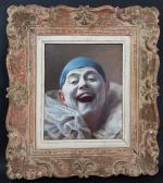 Armand HENRION (1875-1958) -"Pierrot rieur"- H/P signée en bas à...