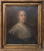 Ecole française XVIIIème -"Portrait de dame au collier de perles"...