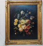 Ecole française XIXème - "Bouquet de fleurs" - H/tôle -...