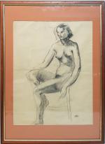André DERAIN (1880-1954) - "Nu féminin assis" - Dessin au...