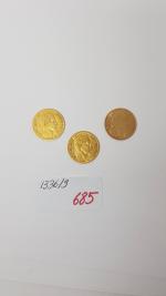 Trois pièces or de 10 Francs : Napoléon III 1859...