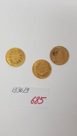 Trois pièces or de 10 Francs : Napoléon III 1859...