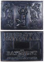 Fédération nationale du bâtiment, importante médaille par Coëffin, 330 Gr,...