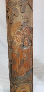 Deux éléments décoratifs en bambou sculpté de divinités - Japon,...