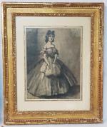 Constantin GUYS (1802-1892) - "Lorette" - dessin au lavis gris...
