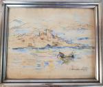 Jeanne SELMERSHEIM-DESGRANGES (1877-1958) - "Antibes"- aquarelle signée en bas à...