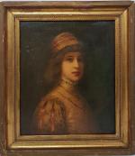 "Portrait de jeune italien" - huile sur toile signée en...