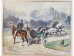 Ecole française XIXeme - "Promenade à cheval" - aquarelle ...