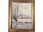 Henry BOUVRIE (1896-?) "Vesoul sous la neige" - aquarelle ...