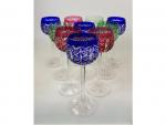 SAINT LOUIS - dix verres en cristal taillé de couleur...