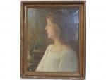 Ecole française XIXème - "Portrait de jeune femme" - H/T...