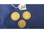 3 pièces or dont 1 de 20 frs année 1857,1...