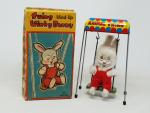 M.M. (Japon, v.1960) SWING WINKY BUNNY, petit lapin sur balançoire...