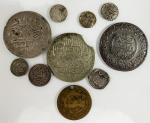 Ensemble de 10 monnaies dont 9 argent, Maroc (Dirham 1314)...