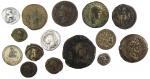 Ensemble de 15 monnaies argent et bronze, dont un As...