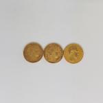 3 pièces or 20 francs (Cérès 1850A, Cérès 1851A et...