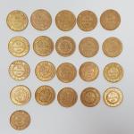 21 pièces 20 francs or au Génie (1895x3, 1896x7, 1897x9...