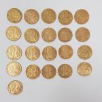 21 pièces 20 francs or au Génie (1895x3, 1896x7, 1897x9...