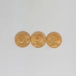 3 pièces or de 20 francs Suisse Helvetia 1935