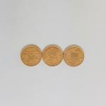 3 pièces or de 20 francs Suisse Helvetia 1935
