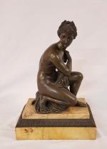 Aphrodite à la tortue, sculpture en bronze patiné sur socle...