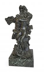 Jean-Antoine INJALBERT (1845-1933) -  Faune et bacchante - Bronze...
