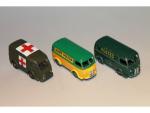 DINKY FRANCE, 3 fourgons dont : ref 25B Peugeot LAMPE...