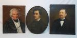 Lot de trois portraits d'hommes dont deux XIXème et un...