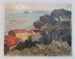 Adrien OURSON (?) - Paysage côtier - Huile sur panneau...