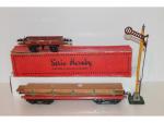 HORNBY "0" Lot comprenant 1 grand wagon charpentier , 1...