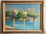 Nicolas POLIAKOFF (1899 - 1976) - Paris, vue d'un pont...