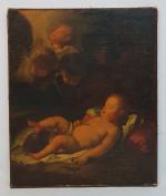 École romaine du XVIIIe siècle - L'enfant Jésus endormi avec...