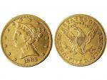 5 Dollars or Liberty head 1882 , 8.35 Gr ,...